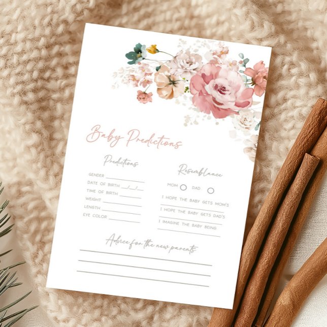 Lámina Spring Wildflower Baby Shower Baby Prediction Game (Wildflower Baby Shower Game)