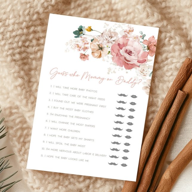 Lámina Spring Wildflower Baby Shower Guess Who Game (Wildflower Baby Shower Game)