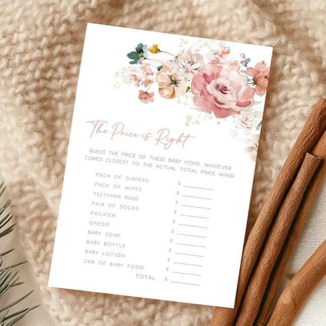 Lámina Spring Wildflower Baby Shower Price is Right Game (Wildflower Baby Shower Game)