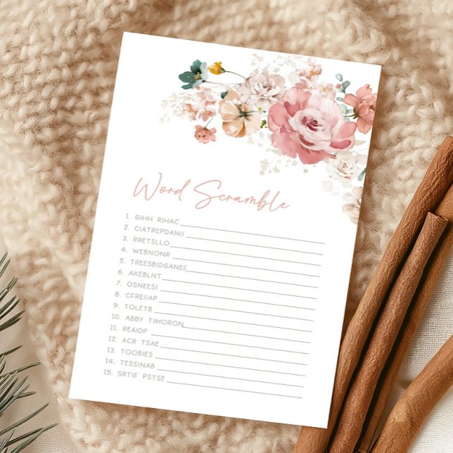 Lámina Spring Wildflower Baby Shower Word Scramble Game (Wildflower Baby Shower Game)