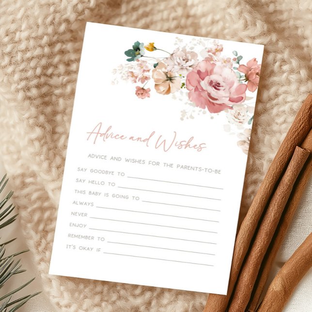 Lámina Spring Wildflower Shower Advice and Wishes Game (Wildflower Baby Shower Game)