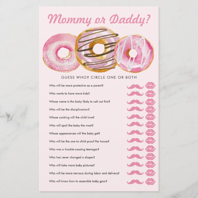 Lámina Sprinkle Donut | Mamá papá | Juego Baby Shower (Anverso)