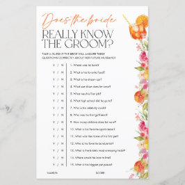 Lámina Spritz Citrus Bridal Shower Games Bride Know Groom