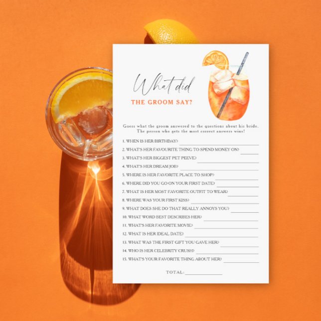 Lámina Spritz despedida de soltera ¿Qué dijo el novio?  (Subido por el creador)