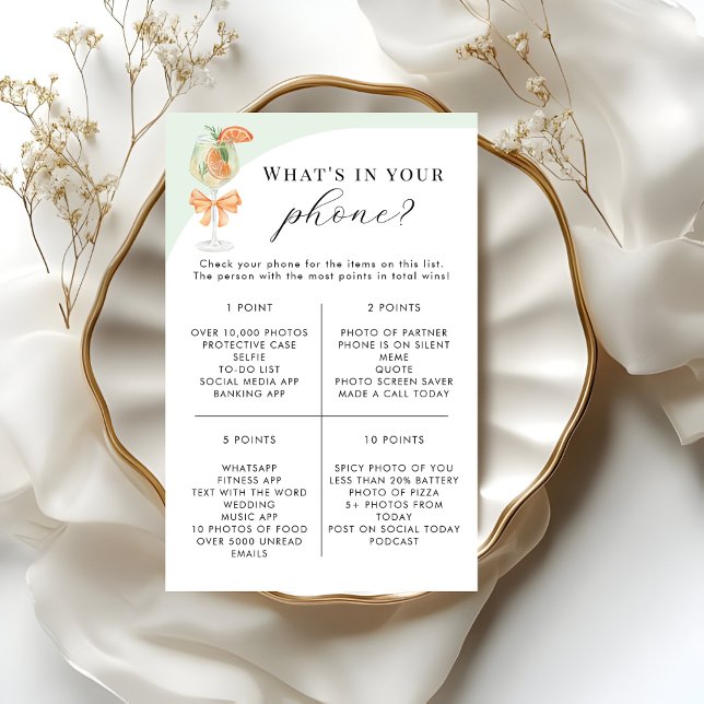 Lámina Spritz What's In Your Phone Bridal Shower Game (Subido por el creador)