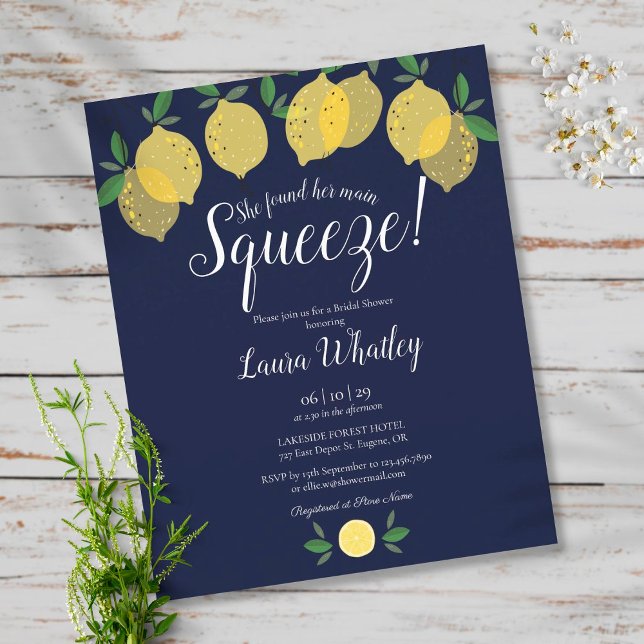 Lámina Squeeze Lemon Blue Bridal Shower Invito presupuest (Subido por el creador)