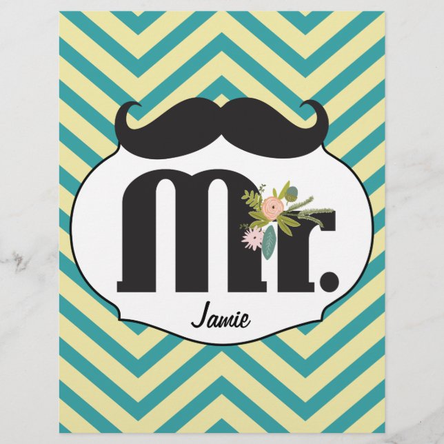 Lámina Sr. Mustache Hipster Pattern (Anverso)