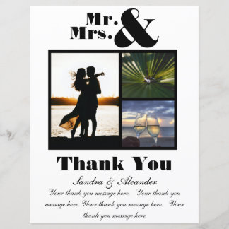 Lámina Sr. Sra. White Black Gracias Boda fotográfico