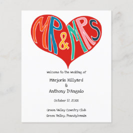 Lámina Sr. y Sra. Colorful Heart Shape Wedding Program