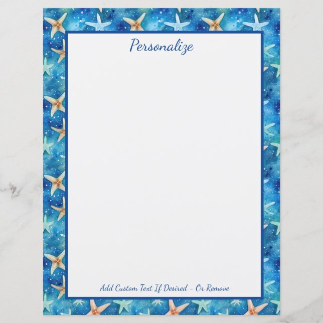 Lámina Starfish Ocean Sea Marine Life Blue Personalizado (Anverso)