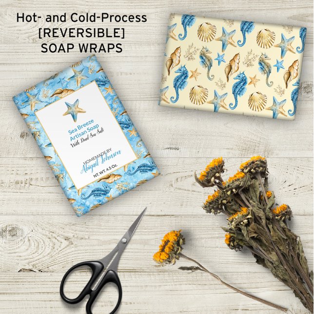 Lámina 🐚 Starfish Sea Shells Marfil & Blue Soap Wrap (🐚 Starfish Sea Shells Ivory & Blue Soap Wrap (No Minimums)
)