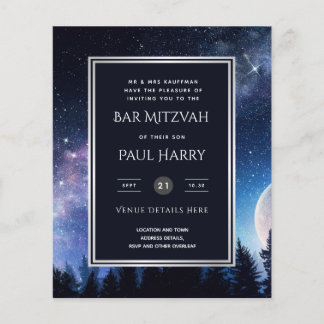 Lámina Starry Night Blue Bar Bat Mitzvah Invitaciones