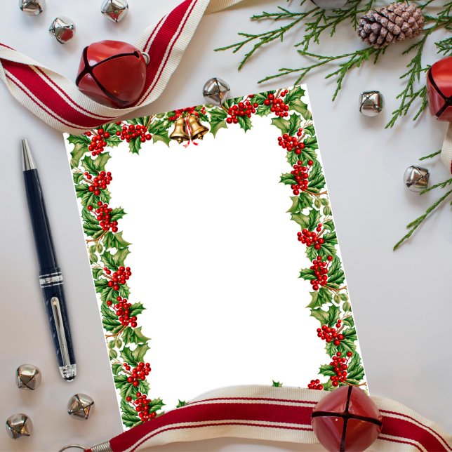 Lámina Stationery de Navidades Holly Leaves y Berries (Subido por el creador)