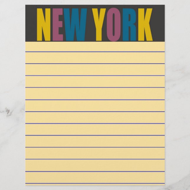 Lámina Stationery de Nueva York (Anverso)