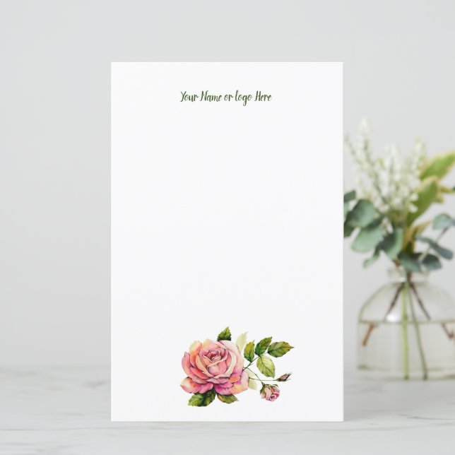 Lámina Stationery personalizada para Rosas (Anverso de pie)