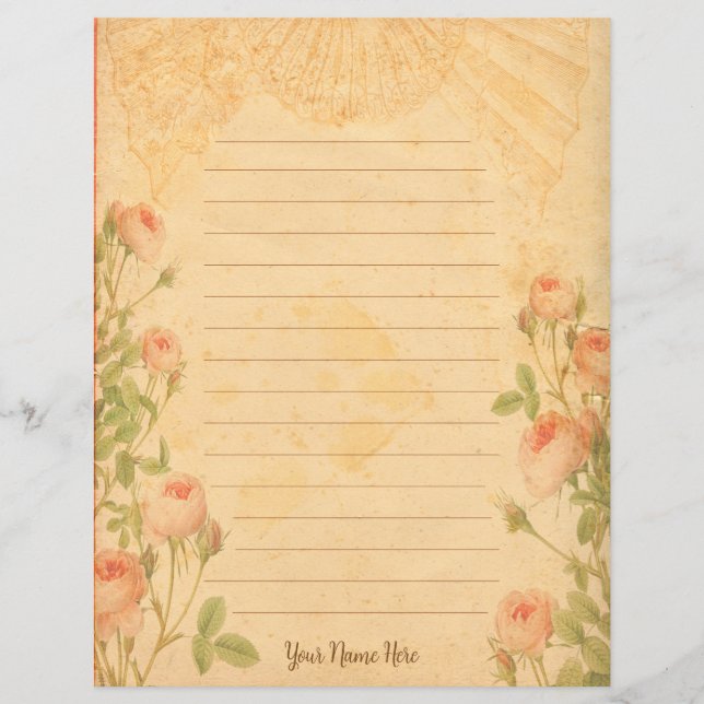 Lámina Stationery Rosa de época (Anverso)