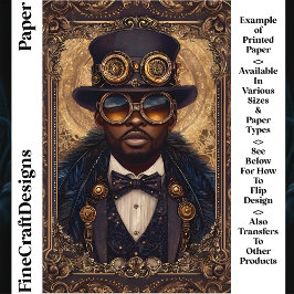 Lámina Steampunk African American Man CM6 Scrapbook Paper