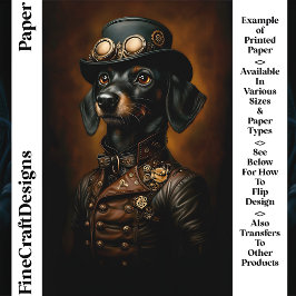Lámina Steampunk Dachshund Wiener Dog CR5 Papel para la a