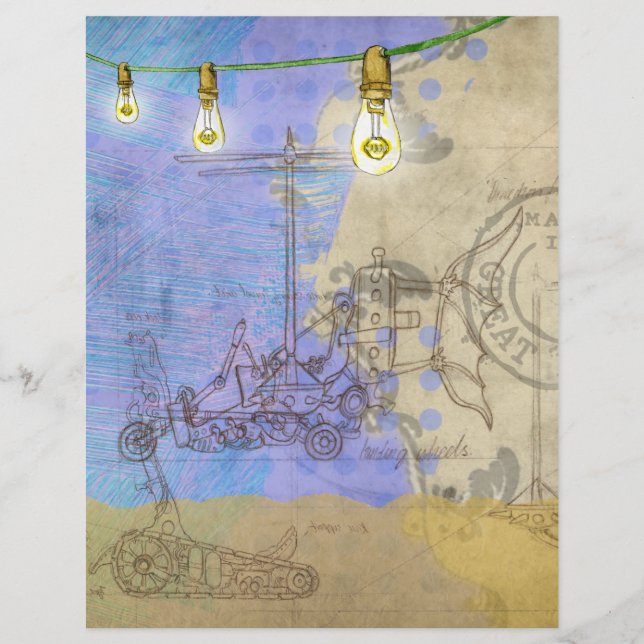 Lámina Steampunk Mechank Edison Light Bulb Architect (Anverso)