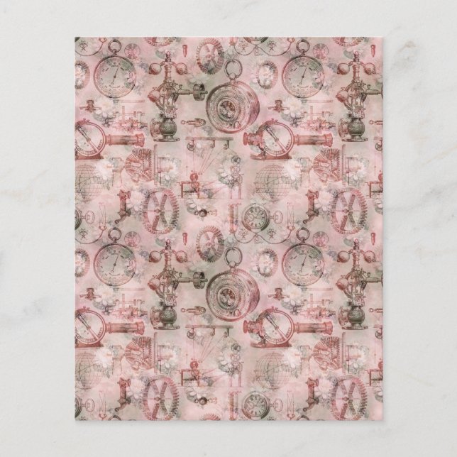 Lámina Steampunk Romance Scrapbook Paper | Vintage (Anverso)