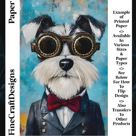 Lámina Steampunk Schnauzer Dog Bow Tie Z9 Scrapbook Paper