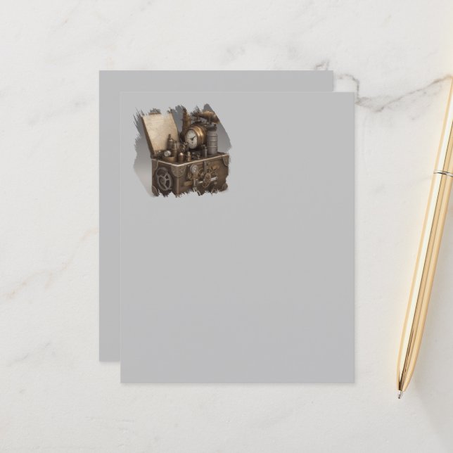 Lámina Steampunk Time Machine - Vintage Treasure Chest (Anverso/Reverso In Situ)