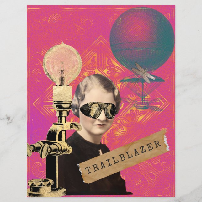 Lámina Steampunk Trailblazer Pop Art Scrapbook Paper (Anverso)