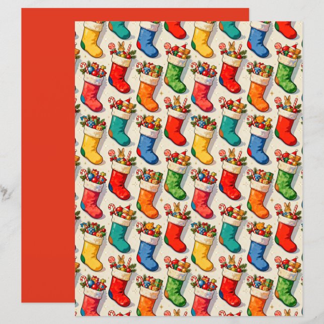 Lámina Stockings Filled Scrapbook Paper (Anverso / Reverso)