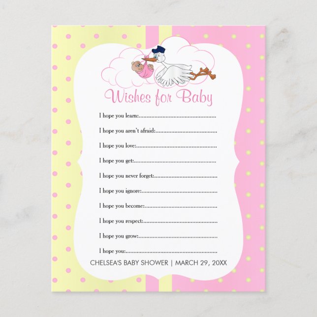 Lámina Stork with a Baby Girl Shower - Wire (Anverso)