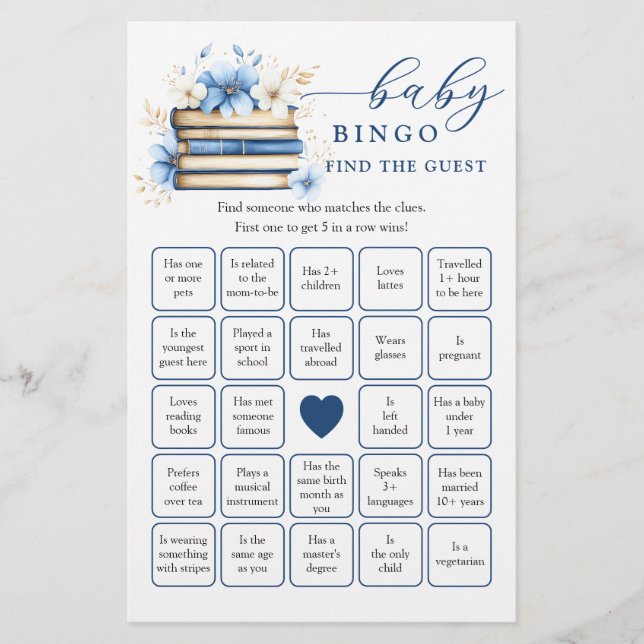 Lámina Storybook Baby Shower Find the Guest Bingo Game (Anverso)