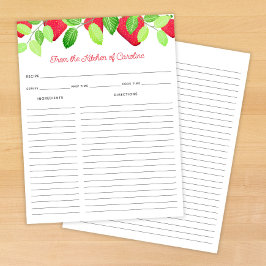 Lámina Strawberries Red Berry Recipe Card Binder Insert