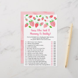 Lámina Strawberry Baby Shower Adivina Quién Dijo El Juego