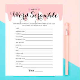 Lámina Strawberry Bridal Shower Word Scramble Game