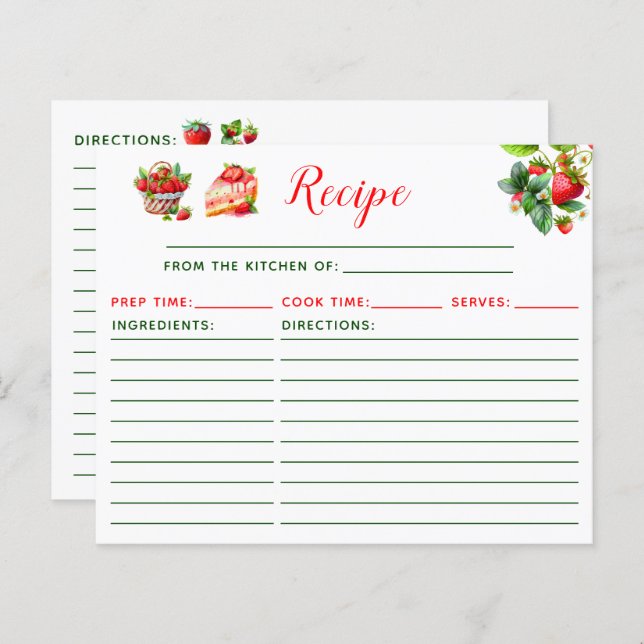 Lámina Strawberry Cake Recipe (Anverso / Reverso)