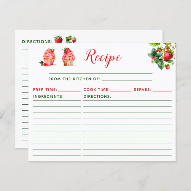 Lámina Strawberry Cupcake Recipe (Anverso / Reverso)