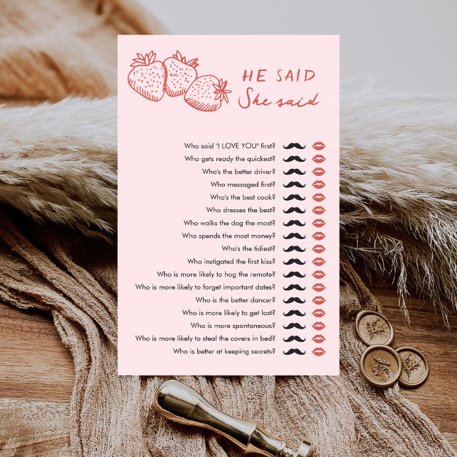 Lámina Strawberry He Said She Said Bridal Shower Game (Subido por el creador)