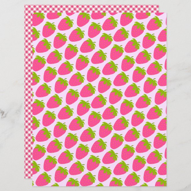 Lámina Strawberry Pink Gingham (Anverso / Reverso)