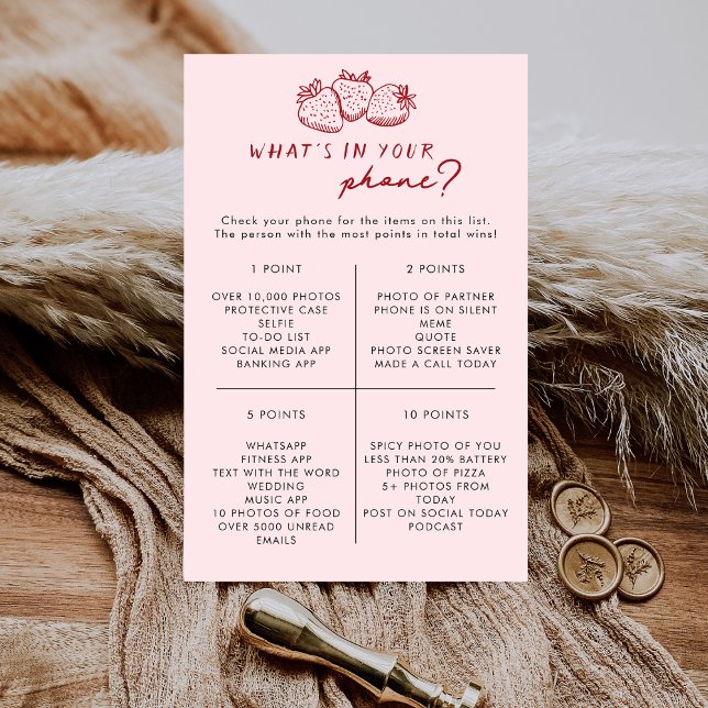 Lámina Strawberry What's In Your Phone Bridal Shower Game (Subido por el creador)