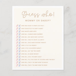 Lámina Suave juego neutral de Baby Shower adivina quién