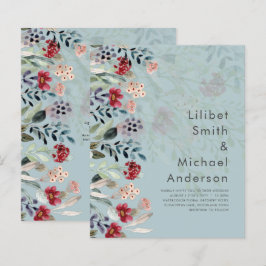 Lámina Sublime Burgundy Blue Wildflowers Boda Elegante