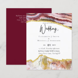 Lámina Sublime Burgundy Gold Agate Boda INVITACIONES PRES