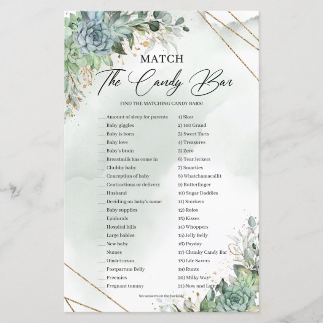 Lámina Suculentas medallas de oro de eucalipto (Anverso)