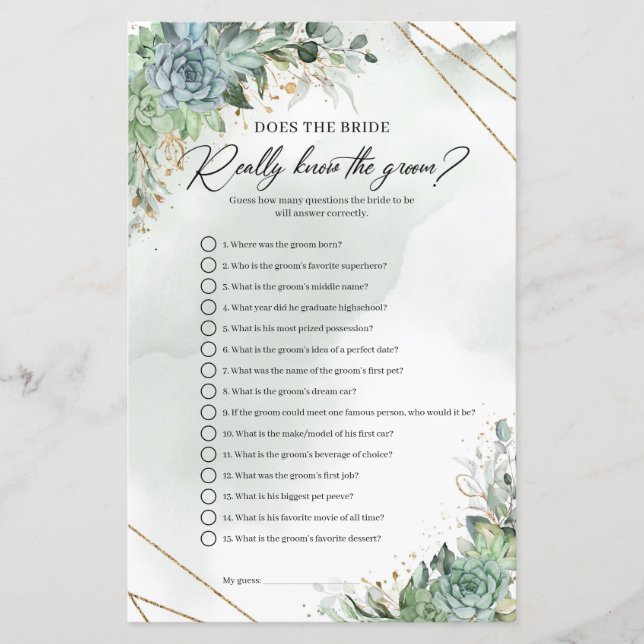 Lámina Suculentas ¿Realmente Conoce La Novia Al Crecimien (Anverso)