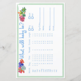 Lámina Suculento Baby Shower de predictor de bebés