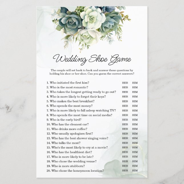 Lámina Suculento Boda o Parejas Correa Juego de zapatos (Anverso)