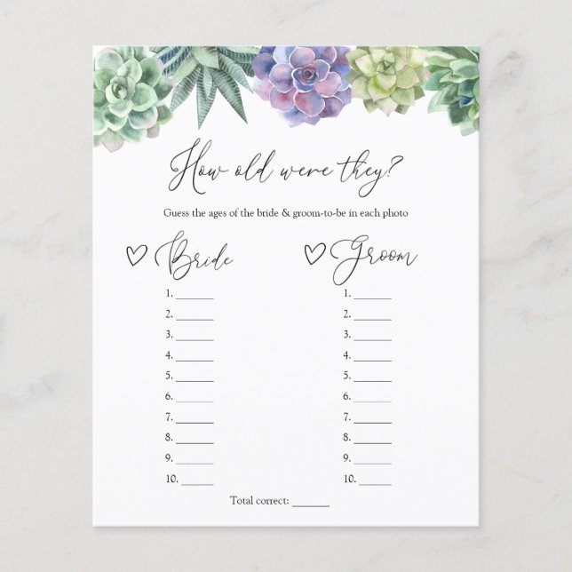 Lámina Suculento cuán viejo eran los juegos de novias y n (Anverso)