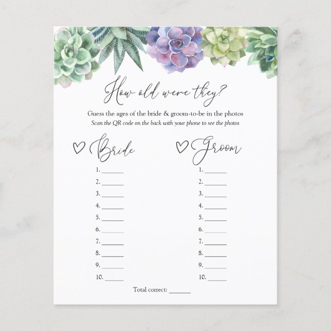 Lámina Suculento cuán viejo eran los juegos de novias y n (Anverso)