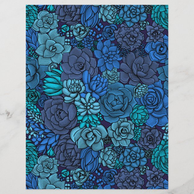 Lámina Suculento jardín en azul (Anverso)