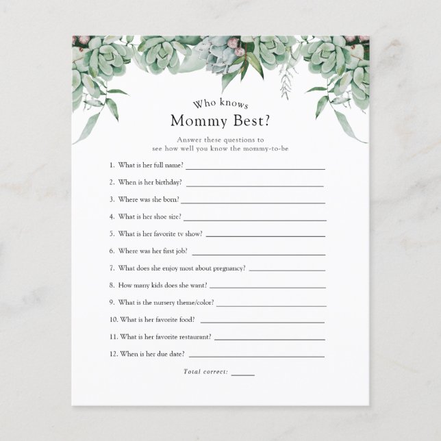 Lámina Suculento y eucalipto que conoce mejor a mi mamá (Anverso)