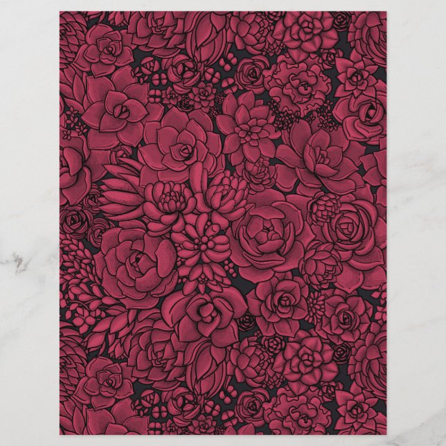 Lámina Suculentos en Viva Magenta- Color del año 2023 (Anverso)